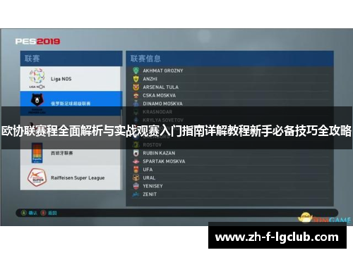 欧协联赛程全面解析与实战观赛入门指南详解教程新手必备技巧全攻略